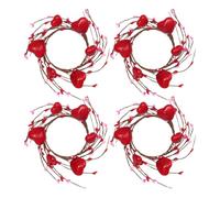 Couronnes de bougies pour bougies piliers,anneaux de bougies pour piliers | Couronne d'ornement de guirlande de Saint-Valentin de baies de coeur,Anneaux de bougies pilier déco romantique pour la saint