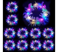 Couronnes de cheveux lumineuses en plumes,10pcs Couronne de Fleurs LED,LED Bandeau Fleur,Couronne De Plumes Bandeau,Bandeau Couronne LED,Bandeau pour femme,LED Plumes Bandeaux Lumineux Bandeau