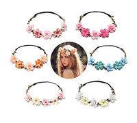 Couronnes de Fleurs Bandeau, 6Pcs Fleur Bandeau Cheveux, Filles Bandeaux à Fleurs Couronne pour les Demoiselles D'Honneur Nuptiales Fille de Fleur Vacances Fête Mariage Plage