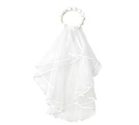 Couronnes de fleurs en voile blanc à double couche, guirlandes de fêtes pour fête de mariage et événement spécial, bandeau à rideau blanc à double couche