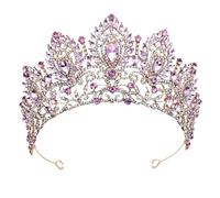 Couronnes de mariée vintage, diadèmes for femmes, bijoux cheveux for robe, coiffe princesse for anniversaire pour Mariages(Gold Pink)