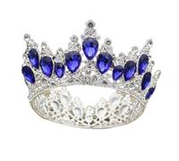 Couronnes de mode Baroque Luxury Crystal Bridal Crown Tiaras Light Gold Diadem Tiaras pour femmes accessoires de cheveux de mariage de mariée (un bleu argenté)