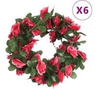 Couronnes de Noël 6 pcs. Roses de printemps rouge 250 cm