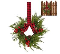 Couronnes de Noël Décor Hivernal Artificiel avec Une et Un Nœud | Couronne végétale de Noël pour décoration Pour porte d'entrée porche salon fenêtre cheminée intérieur