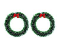 Couronnes de Noël décoratives de 30,5 cm avec nœud rouge, parfaites pour les fêtes de fin d'année (bandes vertes)