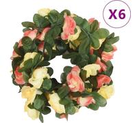 Couronnes de Noël fleurs 6 pcs. Roses de printemps 250 cm