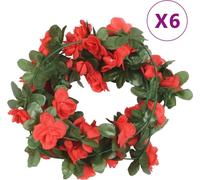 Couronnes de Noël fleurs 6 pcs. Roses de printemps rouge 250 cm