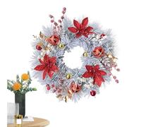 Couronnes de Noël pour armoires - Décorations de couronnes de Noël de 45 cm | Suspension en rotin avec couronne | Couronne extérieure de fenêtre d'arbre rouge | Couronne floquée pour décoration