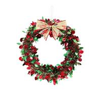 Couronnes de Noël pour porte d'entrée - Décoratif - Couronne décorative de Noël avec rayures rouges et vertes - pour les fêtes, le Nouvel An, le salon, le porche, la cheminée, la pièce maîtresse