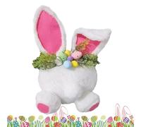 Couronnes de Pâques amusantes, guirlande de Pâques artificielle, kit de couronne de lapin de 35,6 cm avec base en mousse, fausses fleurs et oreilles de lapin avec décorations colorées, décoration de p