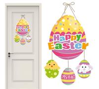 Couronnes de Pâques - Décoration en bois de lapin mignon, décorations de couronne de Pâques pour les amis, vacances en famille, mur extérieur du porche, intérieur de la maison, charmant accent saisonn