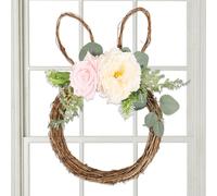Couronnes de Pâques en Lapin pour Porte d'Entrée - Décor d'Accueil avec Fleurs en Forme de Lapin - Couronne De Pâques Pour Porte D'Entrée | Pour Maison Intérieur Extérieur Fenêtre Mur Salon Chambre Ma