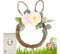 Couronnes de Pâques en Lapin pour Porte d'Entrée - Ornement Florale Forme Lapin Artificiel | Couronne De Pâques Pour Porte D'Entrée,Pour Intérieur Extérieur Mur Fenêtre Salon Chambre Printemps Fête Ma