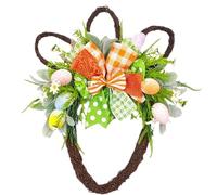 Couronnes de Pâques pour porte d'entrée, couronne en forme de tête de lapin, couronne d'œufs de printemps, décoration de Pâques pour porte, panneau de porte en rotin naturel, couronne de Pâques à