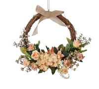 Couronnes de Porte - Couronne de Porte Florale de 15,75 x 10,63 Pouces, décor de Fleurs Sauvages artificielles Portables, Couronne d'été en rotin, Guirlande de Fleurs artificielles en rotin | Fenêtre