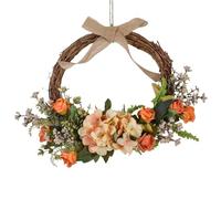Couronnes de Porte - Couronne de Porte Florale de 15,75 x 10,63 Pouces, décor de Fleurs Sauvages artificielles Portables, Couronne d'été en rotin, Guirlande de Fleurs artificielles en rotin | Fenêtre