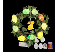 Couronnes de printemps pour porte d'entrée - Couronne de printemps, décorations de Pâques | Couronne d'œuf, Lampe LED Suspension Porte | Leviers en bois, instructions de vacances, enseigne de porte de
