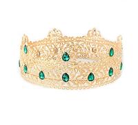 Couronnes en métal pour homme adulte - Pour anniversaire, bal de fin d'année, fête des anciens élèves - Couronne de roi pour cosplay, mariage, anniversaire, bal de fin d'année (doré avec pierre verte)