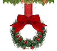 Couronnes pour Armoires - Guirlande Artificielle 13 Centimètres - avec Noeud Ruban Baies Rouges Petite Couronne De Noël | pour Porte De Ferme Porche Fenêtre Vacances