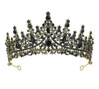 Couronnes pour femmes, diadèmes scintillants en pierre du Rhin, diadèmes en cristal baroque vintage pour accessoires de fête, Mariage, anniversaire, couronne de mode festive (Or et noir)