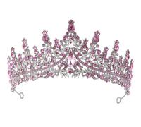 Couronnes pour femmes, diadèmes scintillants en pierre du Rhin, diadèmes en cristal baroque vintage pour accessoires de fête, Mariage, anniversaire, couronne de mode festive (Argent et rose)