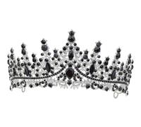 Couronnes pour femmes, diadèmes scintillants en pierre du Rhin, diadèmes en cristal baroque vintage pour accessoires de fête, Mariage, anniversaire, couronne de mode festive (Argent et noir)