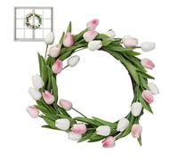 Couronnes pour Porte d'Entrée | Grande Couronne Artificielle avec Fleurs et Verdure - Couronne Florale Printemps Été pour Porte - Maison Ferme Appartement Restaurant Intérieur Extérieur Pâques