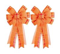 Courons des arcs, arcs de Thanksgiving en 2 pièces, plaid de buffle orange, rubans décoratifs pour l'artisanat, porte d'entrée, cuisine de vacances, récolte d'automne, décoration intérieure de saison,