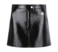 Courrèges - Mini Jupe en Vinyle Noir avec Logo AC - Femme - Jupes - Noir - Taille: 36 FR