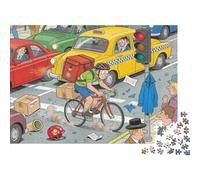 Courrier à vélo dans la Circulation Urbaine Puzzle en Bois Imperméable Puzzles De 1000 Pièces pour Adultes Cadeaux Défi Et Casse-tête Jeux Éducatifs