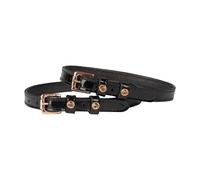 Courroie d'éperons cheval verni double cuir diamant HORKA (x2) Noir TU