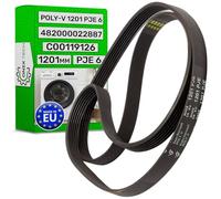 Courroie Machine Laver Poly V PJE 1201 mm avec Code Original 482000022887 C00119126 pour Whirlpool pour Bauknecht pour Indesit pour Philips pour Ariston - Garantie de 5 Ans - MADE IN EU - ONIX TECH