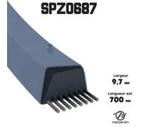 Courroie tondeuse - SPZ687 - Trapézoïdale - 9,7 mm - 700 mm