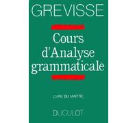 Cours d'analyse Grammaticale Livre du maitre