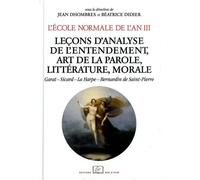 Cours de l'An Iii / Lettres Lecons d'Analyse de l'Entendement,Art De - Collectif - Rue D'ulm Eds - broché - Etude