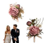 Cours de poignet à fleurs de danse, courtisane de poignet et ensemble de boutonnières, 2x COURS CORSE Fleurs artificielles | Bracelet floral de bracelet artificiel, boutonnière, décoration à la main