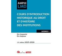 Cours D'introduction Historique Au Droit Et D'histoire Des Institutions - Edition 2025-2026