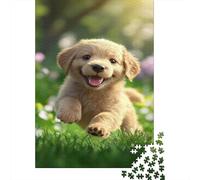 Cours d'un Chiot doré Puzzle en Carton Animal de Compagnie espiègle 1000 Pièces Papier Résistant pour Débutants Couleurs Vives Activité Parent-Enfant Idée Cadeau Parfaite Réduit 52x38cm/1000pcs