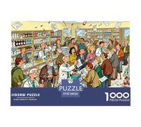 Course au comptoir de la Pharmacie Puzzle en Bois Imperméable Puzzles De 1000 Pièces pour Adultes Cadeaux Défi Et Casse-tête Jeux Éducatifs