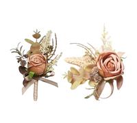 Course de poignet à fleurs de danse, courtisane de poignet et ensemble de boutonnières, 2 cadres pour femmes - Bande de poignet artificiel pour homme cérémonie de demoiselle d'honneur Boutonniere