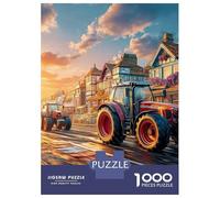 Course de tracteurs 1000 Morceaux Papier Écologique Scène de Fantaisie Rurale Casse-tête Amateurs Puzzle Entraînement Cérébral Niveau Difficulté Équilibré Divertissement 38x26cm/1000pcs