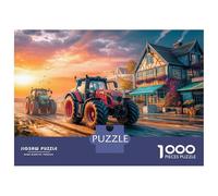 Course de tracteurs Thousand Pieces Jigsaw Puzzle Scène de Coucher de Soleil Rurale Whole Family Cadeau D’Anniversaire Évasion Quotidienne Décoration De Salon Jeu Stimulant 52x38cm/1000pcs