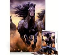 Course de Trois Chevaux Puzzle de 1000 pièces pour Adolescents Jouet cognitif et de Loisirs Doux Assemblage de Motifs Pièce d'art 38x26cm