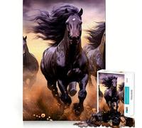 Course de Trois Chevaux Puzzle de 1000 pièces pour Adolescents Jouet cognitif et de Loisirs Doux Assemblage de Motifs Pièce d'art 38x26cm