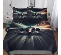 Courses de F1 Housse De Couette avec Taie d'oreiller Parure De Lit Microfibre Coton Set Housse De Couette 3 Pièces Douce Confortable Enfants Adultes Double (200x200cm)