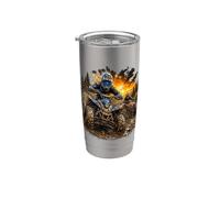 Courses extrêmes de VTT dans la boue au coucher du soleil Gobelet isotherme en acier inoxydable double paroi