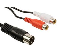 Court 20 cm 5 broches DIN mâle fiche vers Double 2 x rouge et blanc Adaptateur RCA Phono Femelle