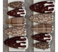 Court carré persiste sabots facile application naturelle courbure dorée scintillement thème Thanksgiving 30 pièces frauduleux pour les cas quotidiens permanent ABS persiste forme carrée courte