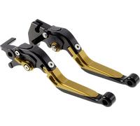 Court Long Frein Embrayage Leviers pour Yamaha MT125 14-21 6 Position Réglable Moto Guidon Frein Levier Aluminium Alliage Noir Tête Doré Poignée