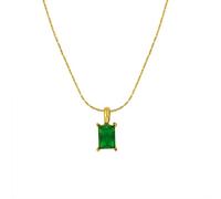 Court Style Émeraude Cristal Pendentif Vintage Titane Acier 18K Plaqué Or Collier Dames Exquis Bijoux Cadeau